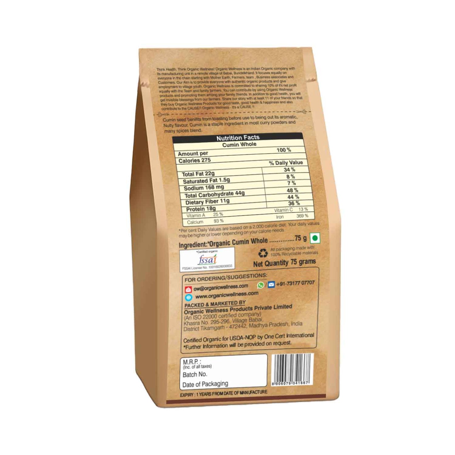 Organic Wellness Cumin Whole