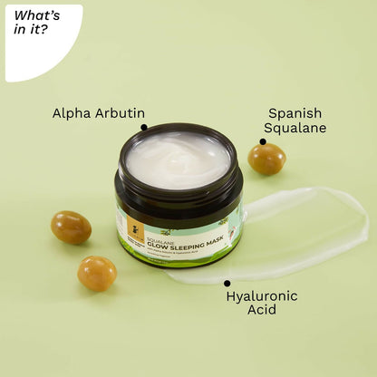 Pilgrim Spanish Glow Sleeping Face Mask with Alpha Arbutin & Hyaluronic Acid For Glowing Skin & Skin Hydration