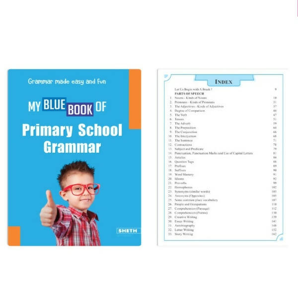 Nigam My Blue Book of Primary School Grammar * Suffix, Prefix, Homophones, Sentences, Preposition, Adverbs, Verbs, Pronouns, Adjectives, Nouns -  buy in usa 