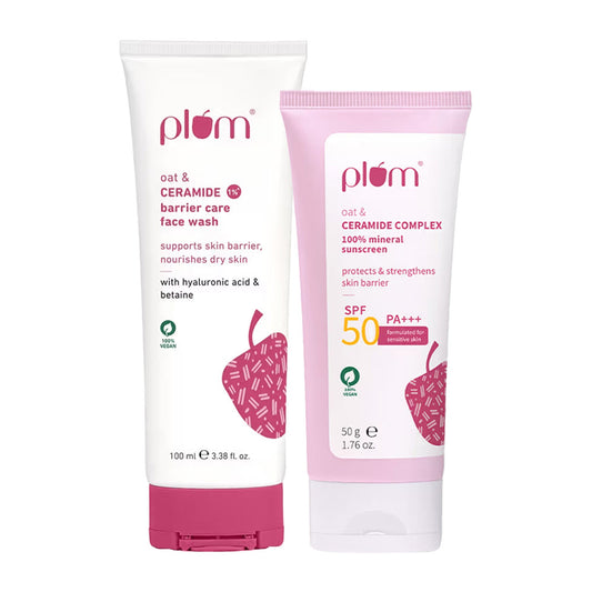 Plum Ceramides Face Wash & Sunscreen Combo with SPF 50 Pa+++ for Barrier Repair and Sun Protection - 400GM