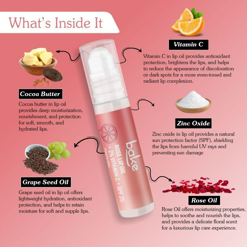 Bake 2% Vitamin C Tinted Rose Lip Oil Spf 25 Pa+++