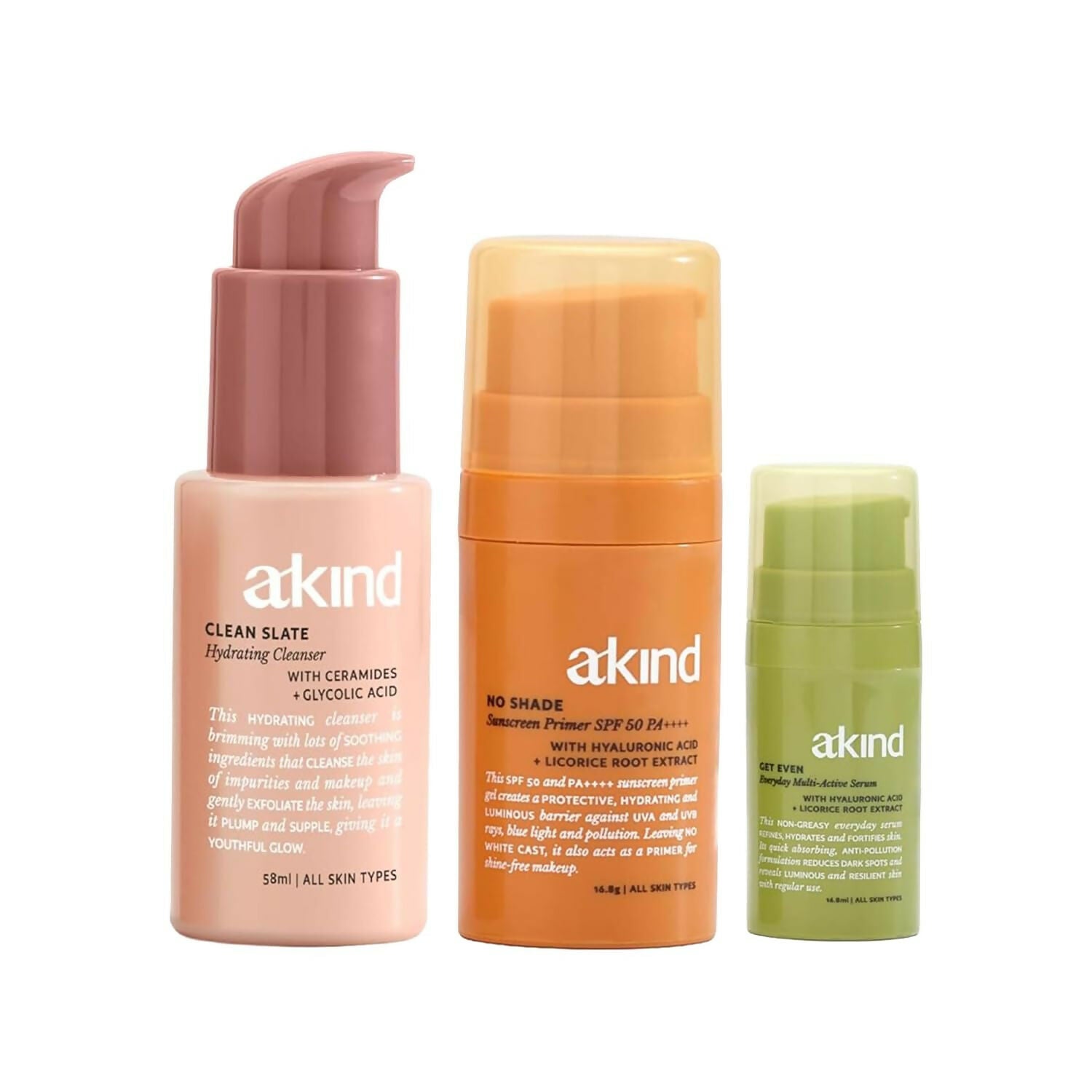 Akind Demure Days Cleanser & Serum & Sunscreen Combo