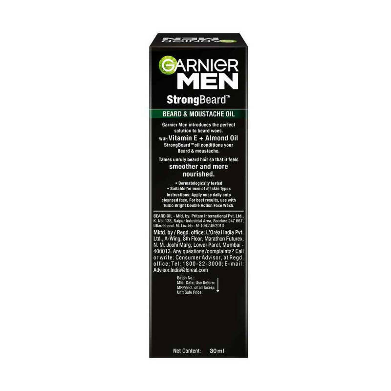 Garnier Men Beard & Moustache Oil With Vitamin E And Almond Oil