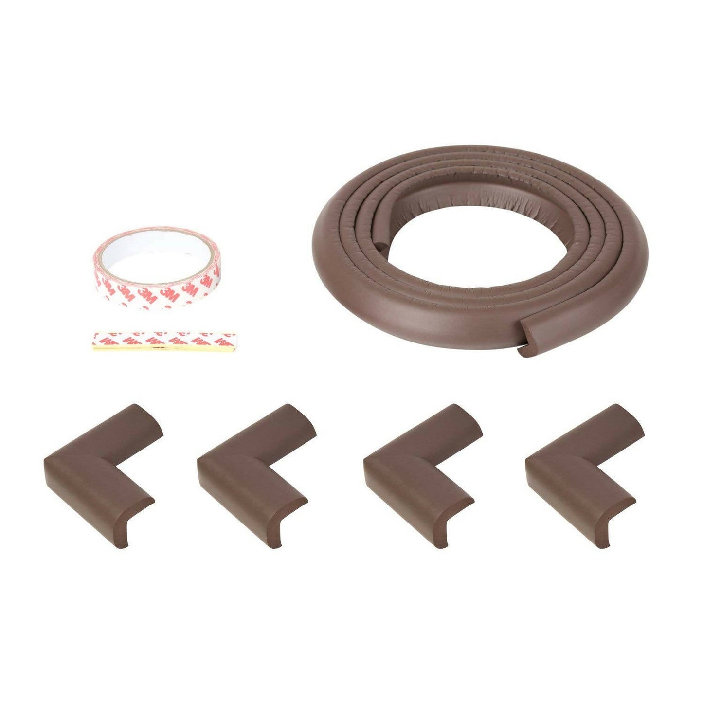 Safe-O-Kid Unique High Density L-Shaped 2 Mtr Long Medium Edge Guards With 8 Corner Cushions - Brown -  USA, Australia, Canada 