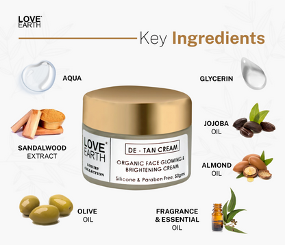 Love Earth De-Tan Moisturizing Cream with Aloe VeraSandalwood for Pigmentation