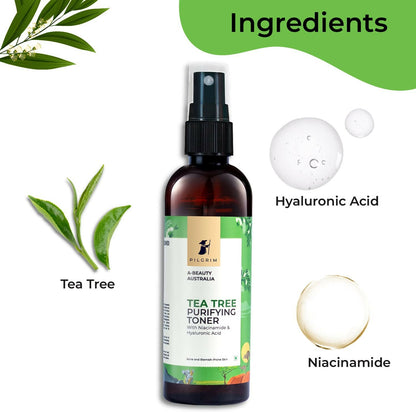 Pilgrim Tea Tree & 2% Niacinamide Face Toner For Oily Skin, Acne & Blemish Prone Skin, Pore Cleansing & Glowing Skin