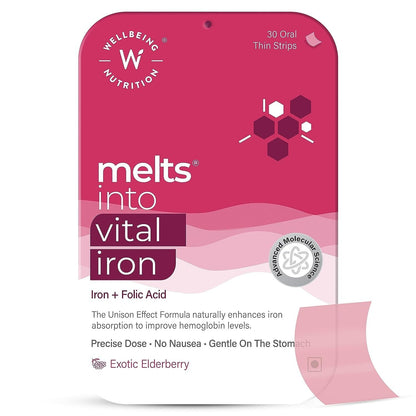 Wellbeing Nutrition Melts Vital Iron Oral Strips-Exotic Elderberry Flavor