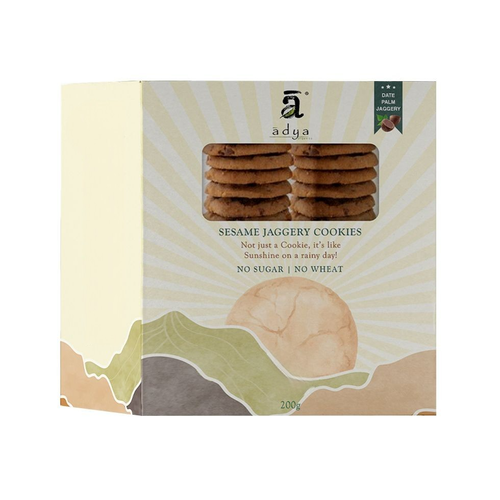 Adya Organics Date Palm Jaggery Till Gur Cookies - BUDNE