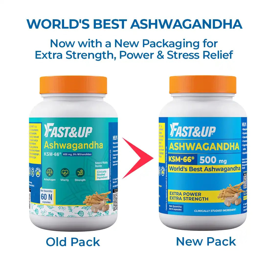 Fast&Up Ashwagandha KSM-66 600mg Capsules - Unflavored