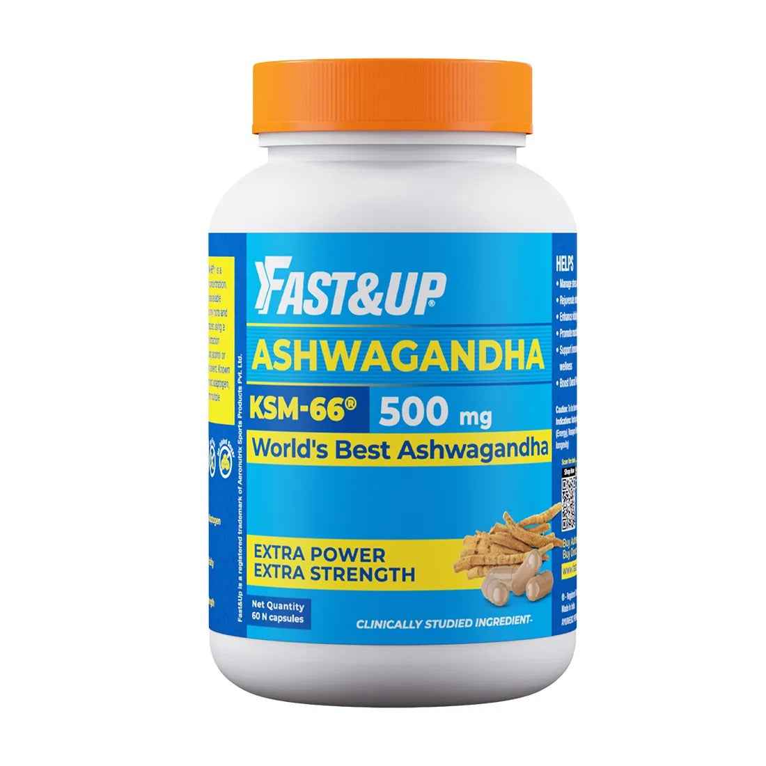 Fast&Up Ashwagandha KSM-66 600mg Capsules - Unflavored - usa canada australia