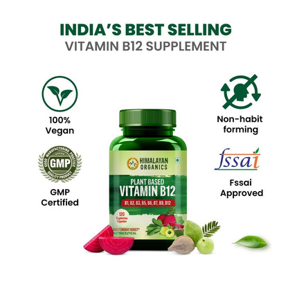 Himalayan Organics Organic B12 500mg Vegetarian Capsules