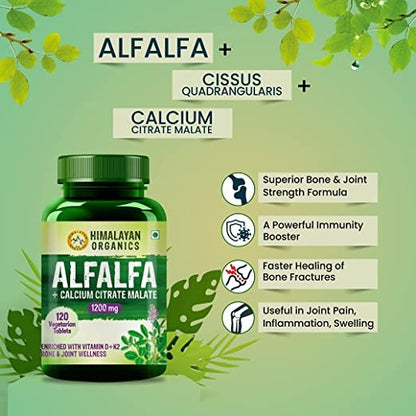 Himalayan Organics Alfalfa + Calcium Citrate Malate 1200mg Tablets