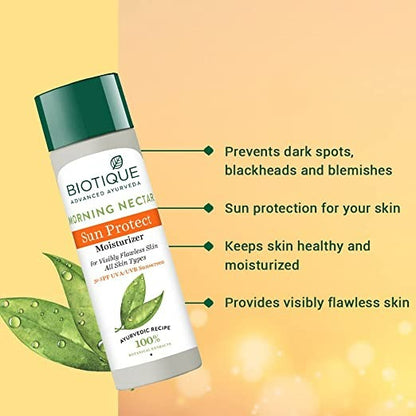 Biotique Advanced Ayurveda Bio Morning Nectar Visibly Flawless Sun Protector 30+SPF UVA/UVB Sunscreen