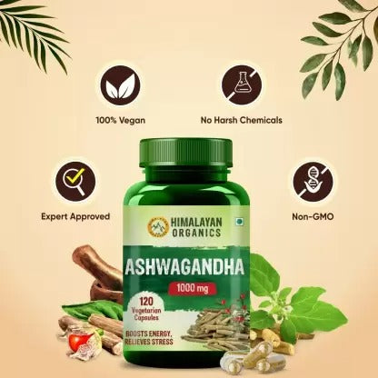 Himalayan Organics Ashwagandha 1000 mg Vegetarian Capsules