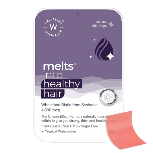 Wellbeing Nutrition Melts Healthy Hair Oral Thin Strips-Tropical Watermelon Flavor - BUDEN