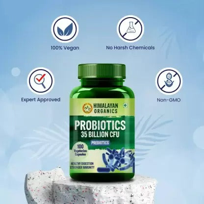 Himalayan Organics Probiotics 35 Billion CFU Prebiotics Vegetarian Capsules