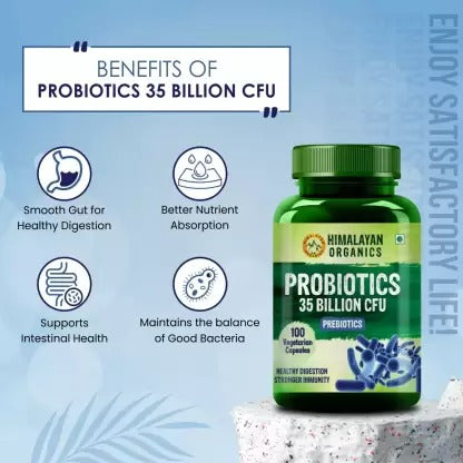 Himalayan Organics Probiotics 35 Billion CFU Prebiotics Vegetarian Capsules