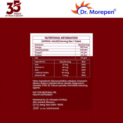 Dr. Morepen Iron & Zinc Tablets