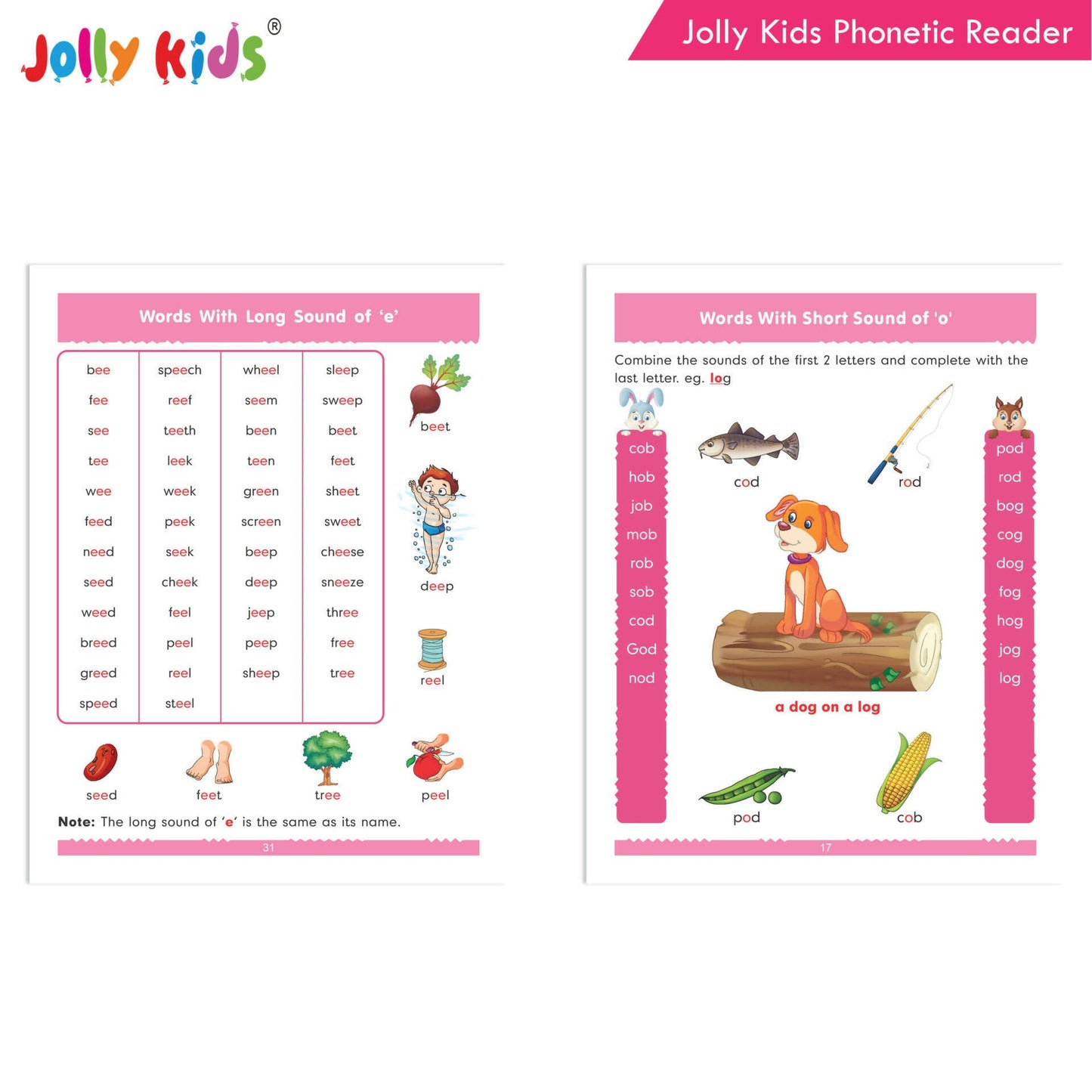 Jolly Kids Phonetic Reader From Sound to Words| Long & Short Vowel Sound| Consonant Blends| Pre-Primary Phonic Book for Kids| Ages 3-8 Years