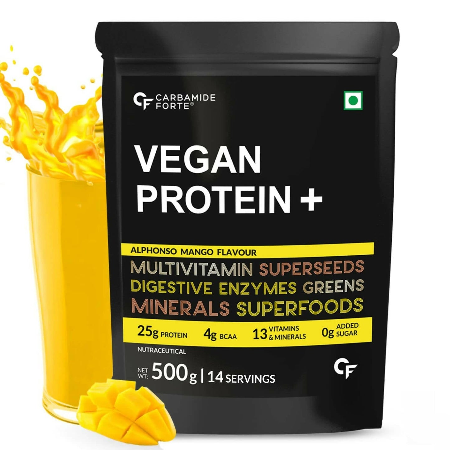 Carbamide Forte Vegan Protein+ Powder - Alphonso Mango Flavour