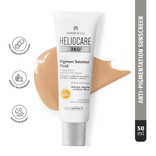 Heliocare 360 Pigment Solution Fluid Sunscreen with Niacinamide SPF 50+ Pa++++ Remove Tan & Brighten - 50ML