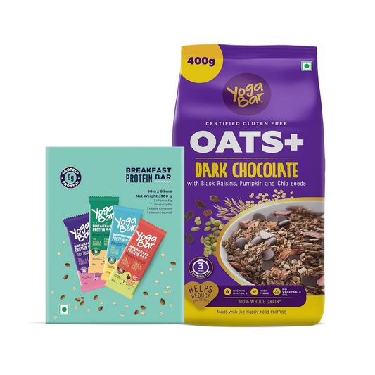 Yoga Bar Breakfast Protein Variety Box - Dark Chocolate Flavour Premium Super Oats Combo Pack