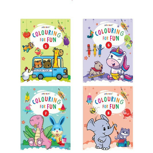 Jolly Kids Colouring for Fun Books B| Set of 4| Each Book 64 Images|Colouring & Painting Books for Kids|Ages 3-8 Year -  buy in usa 