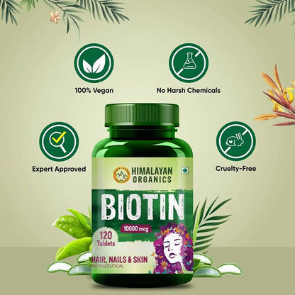 Himalayan Organics Biotin 10,000 mcg For Hair, Nails & Skin Nutraceutical Tablets