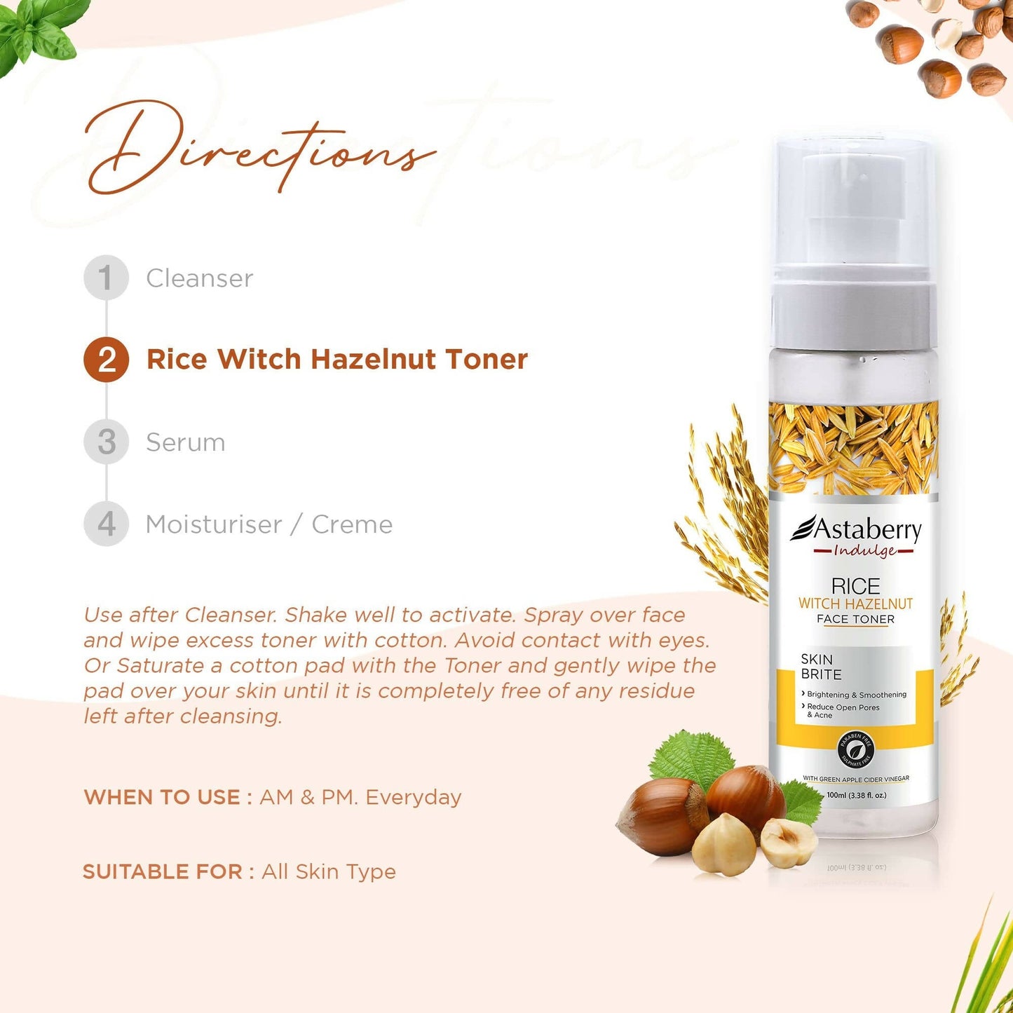 Astaberry Indulge Rice & Witch Hazelnut Facial Toner