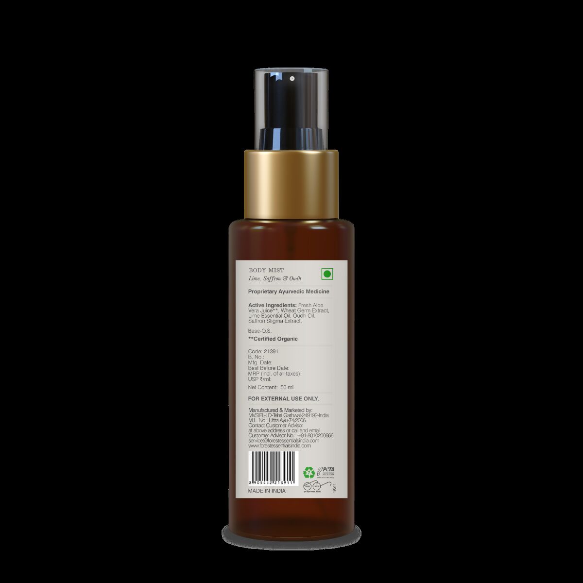 Forest Essentials Scented Body Mist Lime Saffron & Oudh