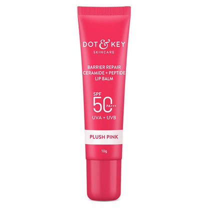 Dot & Key Barrier Repair Ceramide & Peptide SPF 50 Lip Balm - Plush Pink, UVA+UVB