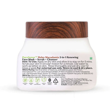 PureSense Macadamia 3 in 1 Renewing Face Mask, Scrub & Cleanser