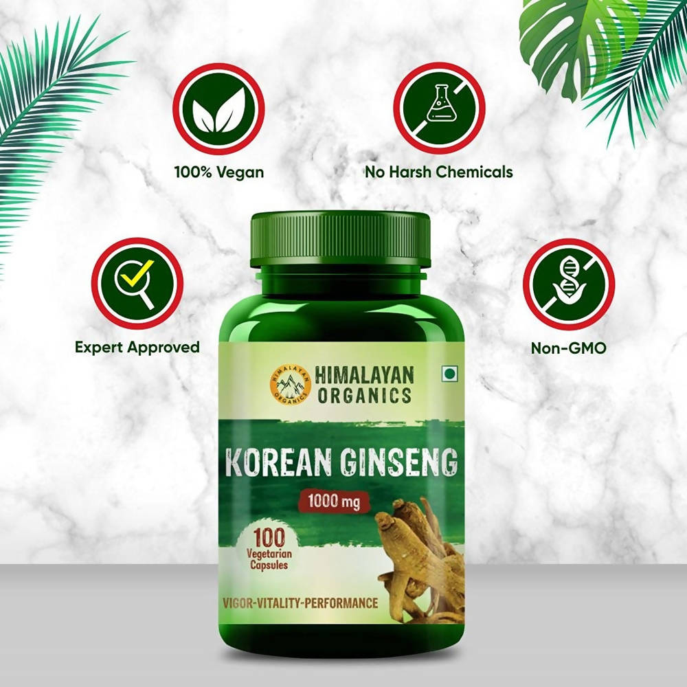 Himalayan Organics Korean Ginseng 1000 mg Vegetarian Capsules