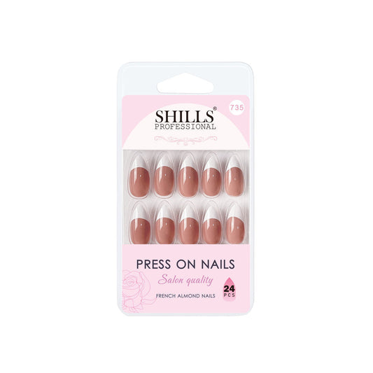 Shills Professional Reusable Press On Nails French Almond - SPN735