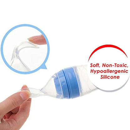 Safe-O-Kid Easy Squeezy Silicone Food Feeder Spoon (Soft Tip) Bottle- Blue- 90mL