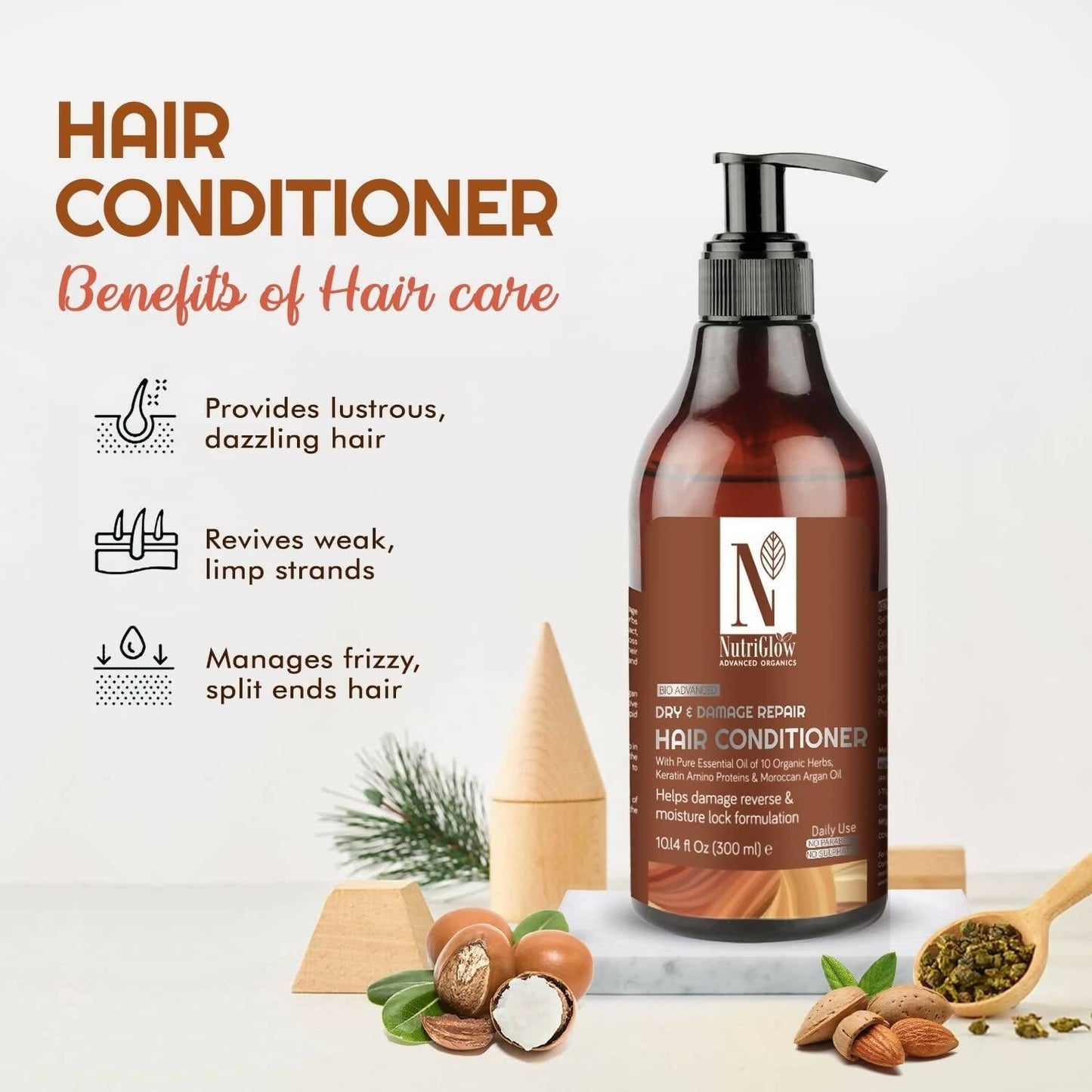 NutriGlow Advanced Organics Bio Advanced Daily Use Dry and Damage Repair Hair Conditioner