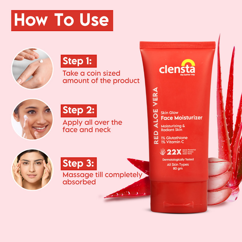 Clensta Red Aloe Vera Skin Glow Face Moisturizer