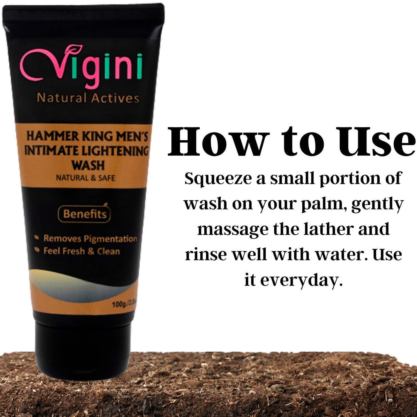 Vigini Natural Hammer King Men's Intimate Lightening Wash for Men
