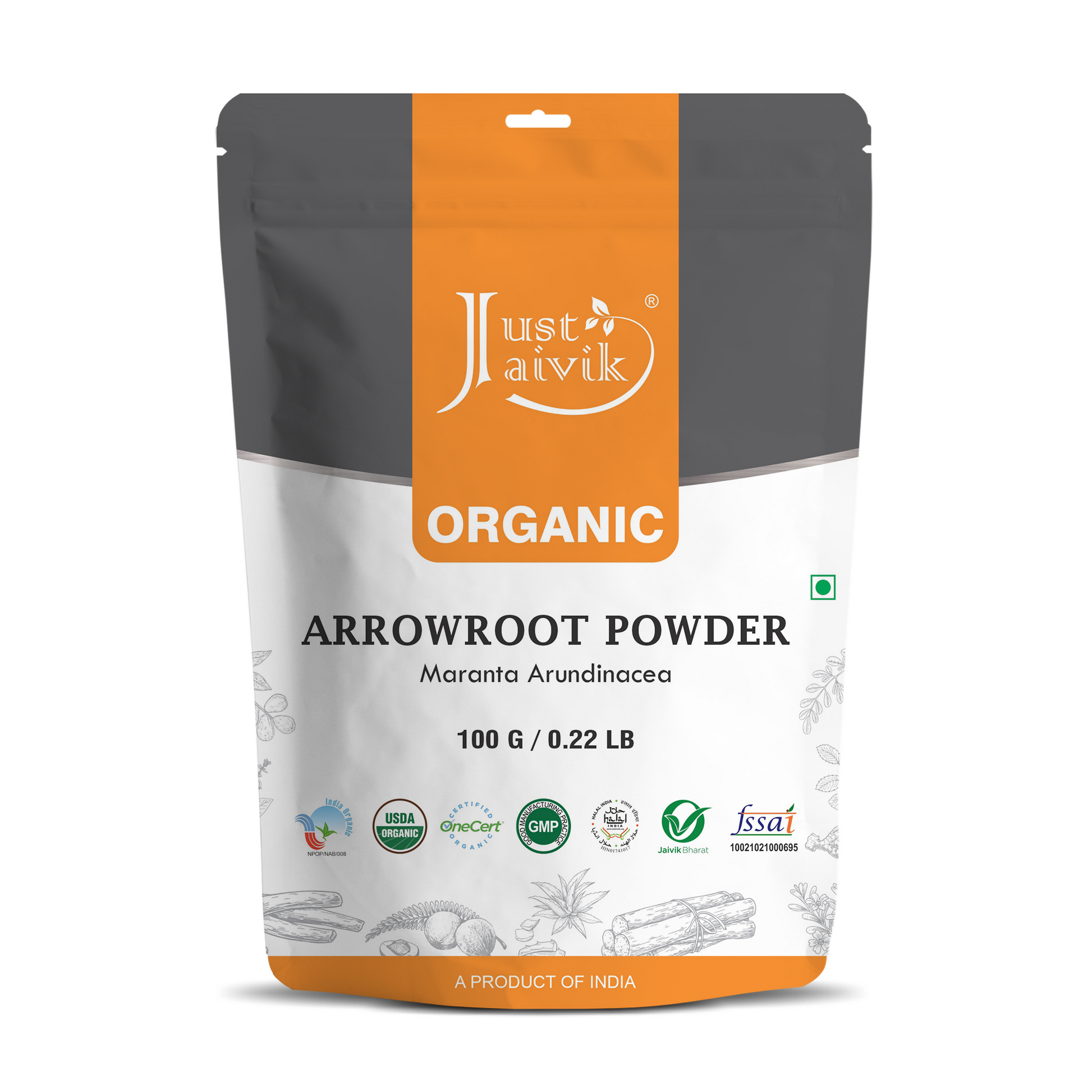 Just Jaivik Organic Arrowroot Powder - usa canada australia