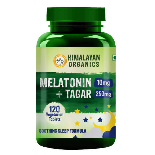 Himalayan Organics Melatonin 10 mg + Tagar 250 mg, Soothing Sleep Formula: 120 Vegetarian Tablets