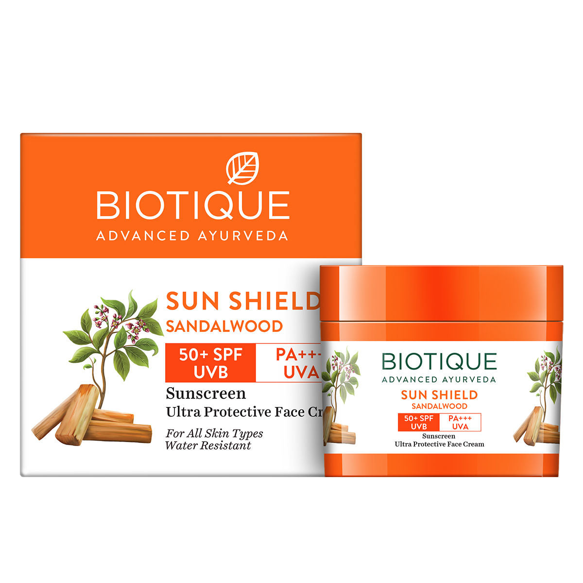 Biotique Advanced Ayurveda Sun Shield sandalwood 50+SPF UVB Sunscreen - BUDNE
