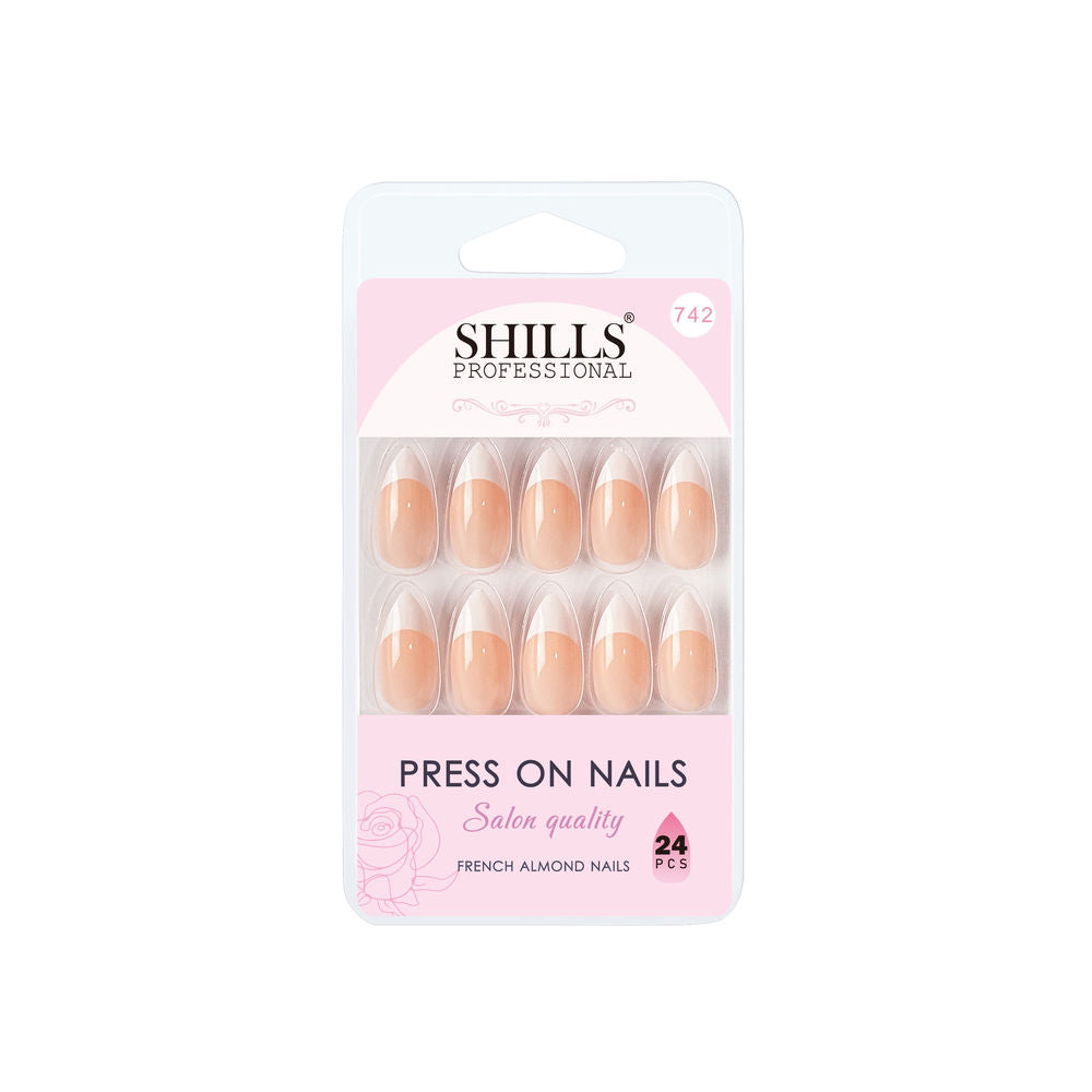 Shills Professional Reusable Press On Nails French Almond - SPN742