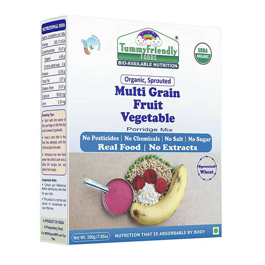 TummyFriendly Foods Organic Sprouted MultiGrain Fruit Vegetable Porridge Mix -  USA, Australia, Canada 