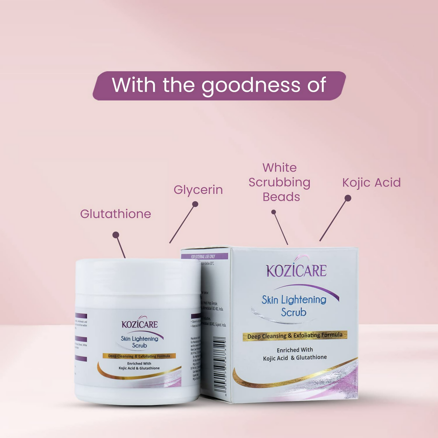 Healthvit Kozicare Skin Lightening Scrub For Deep Cleansing & Exfoliating Formula