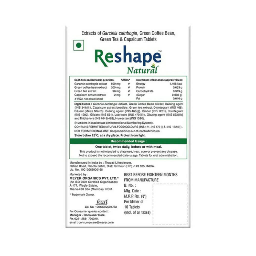 Meyer Organics Reshape Natural Tablets