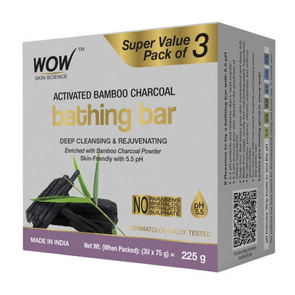 Wow Skin Science Activated Bamboo Charcoal Bathing Bar