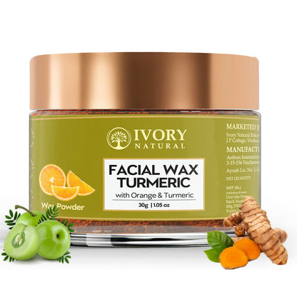 Ivory Natural Facial Wax Powder With Turmeric - Natural Facial Hair Removal Wax For Instant Skin Brightening