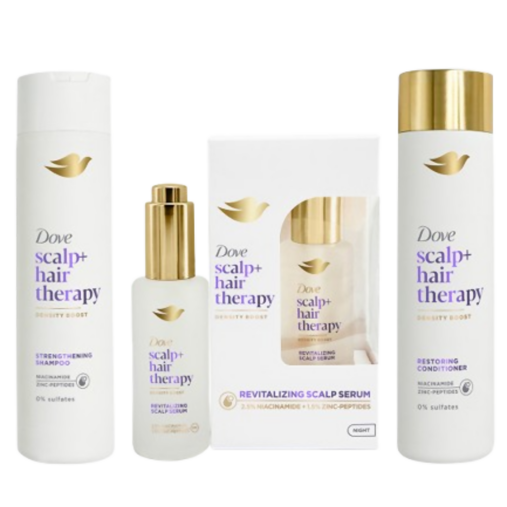 Dove Scalp + Hair Therapy Revitalizing Serum + Sulphate Free Shampoo & Conditioner Combo