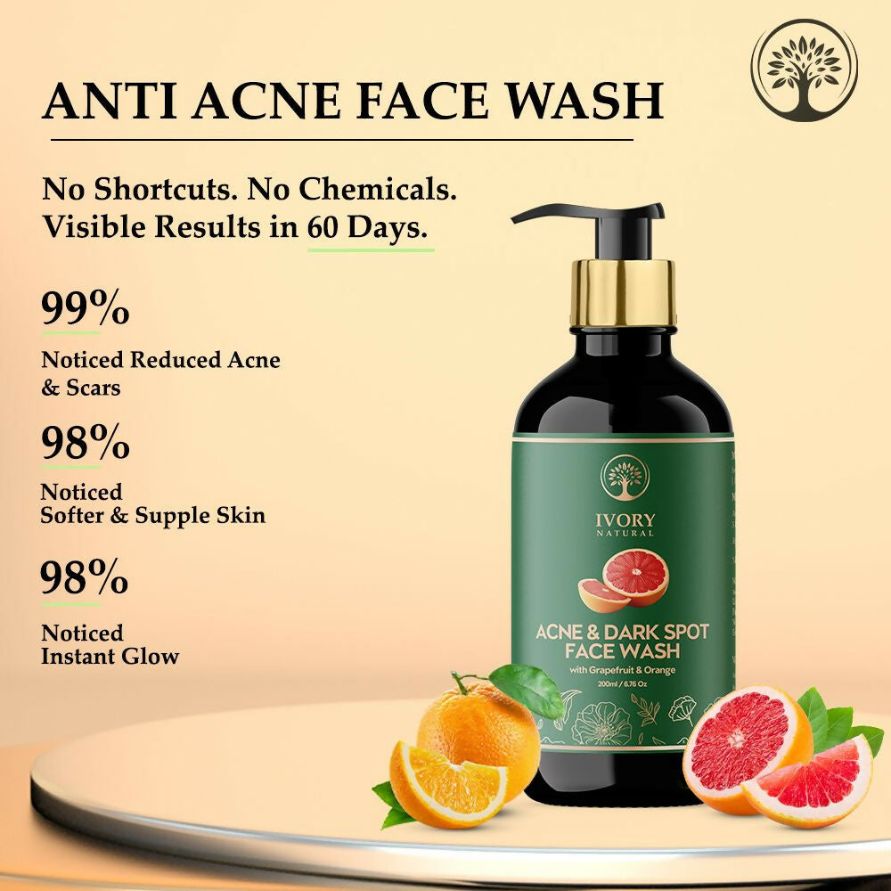 Ivory Natural Acne & Dark Spot Face Wash For Moisturize, Replenish, And Promote Skin Clarity