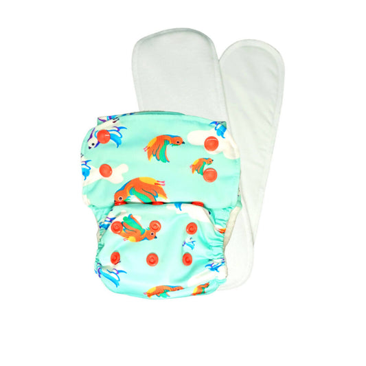 Kindermum Nano Aio Cloth Diaper With 2 Organic Cloth Inserts- Birdie For Kids -  USA, Australia, Canada 